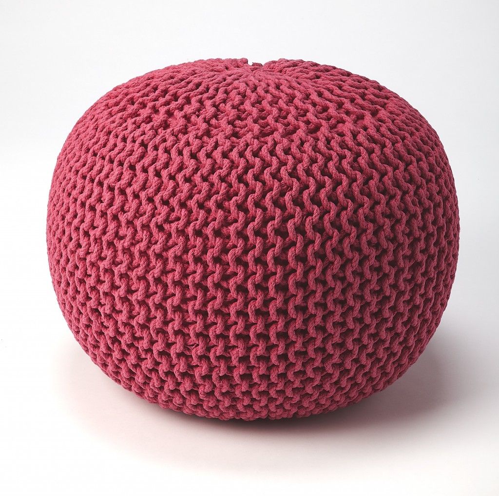 Round Pouf Ottoman - Pink