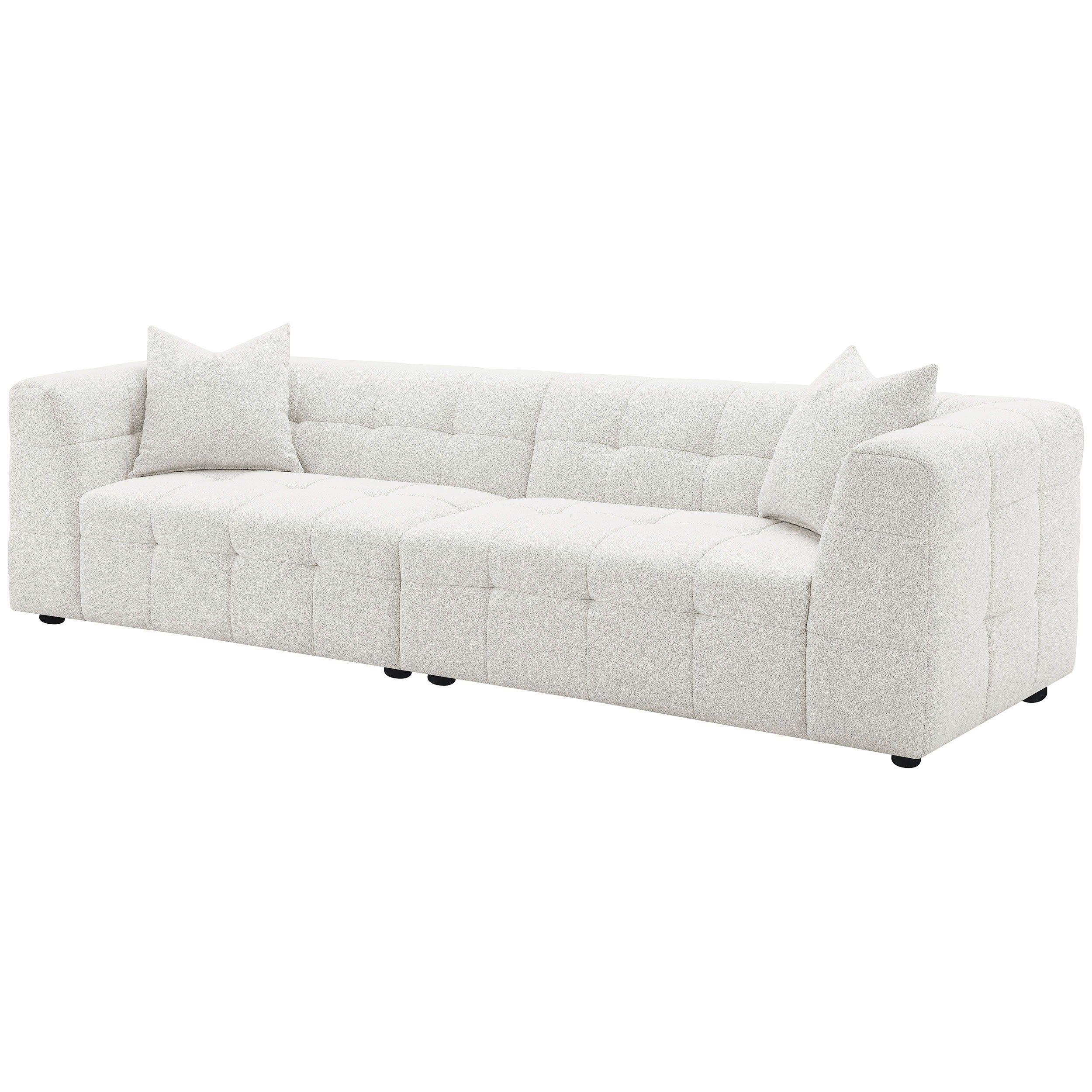 Everly - Boucle Upholstered Extra Long Sofa - White