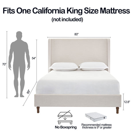 Harper - Tall Headboard Upholstered Bed / High Headboard / Elegant Simplicity / No Box Spring Needed - view 33