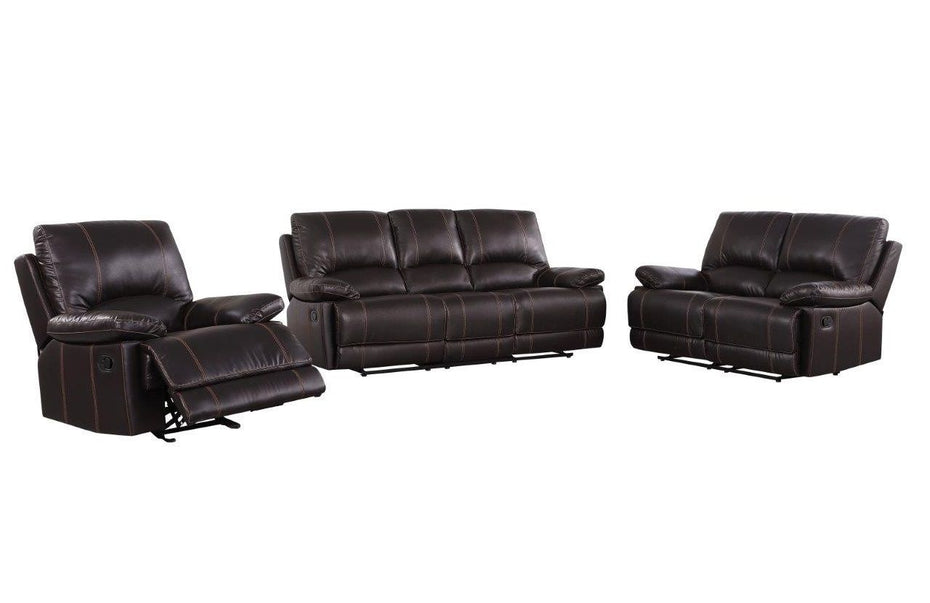 Three Piece Faux Leather Indoor Six Person Seating Set - Brown