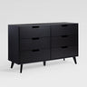 Mid-Century Hans 6 Drawer Dresser With Cut-Out Handles Black by Walker Edison | Bel Furniture
