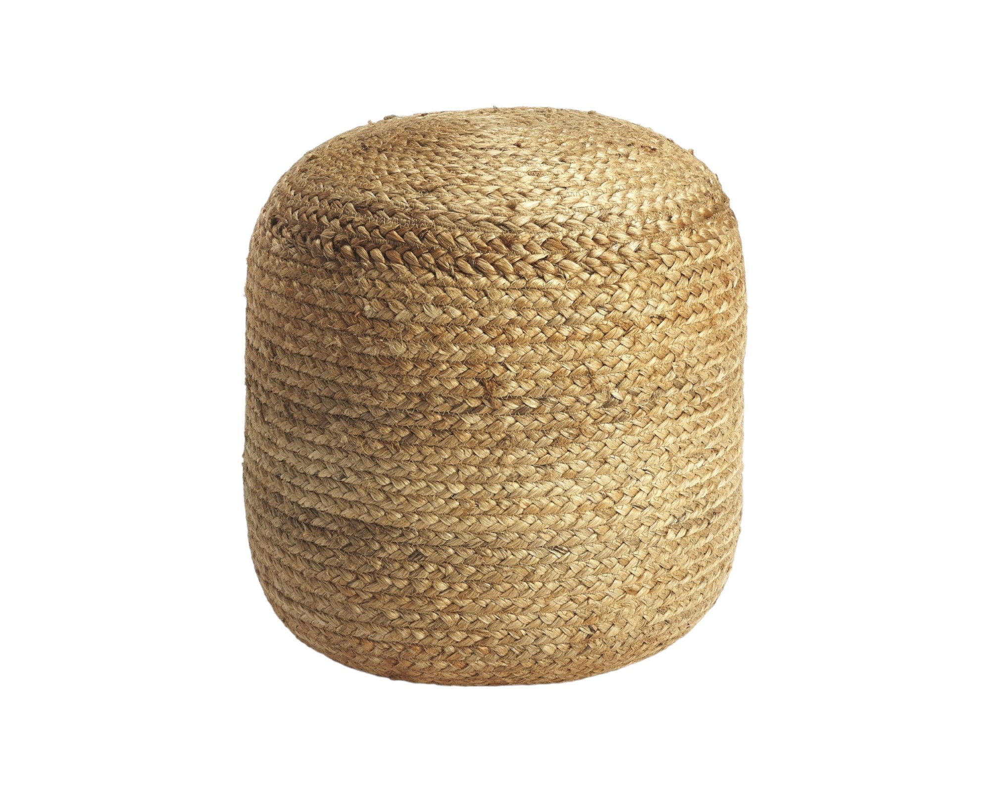 Jute Round Pouf Ottoman - Light Brown