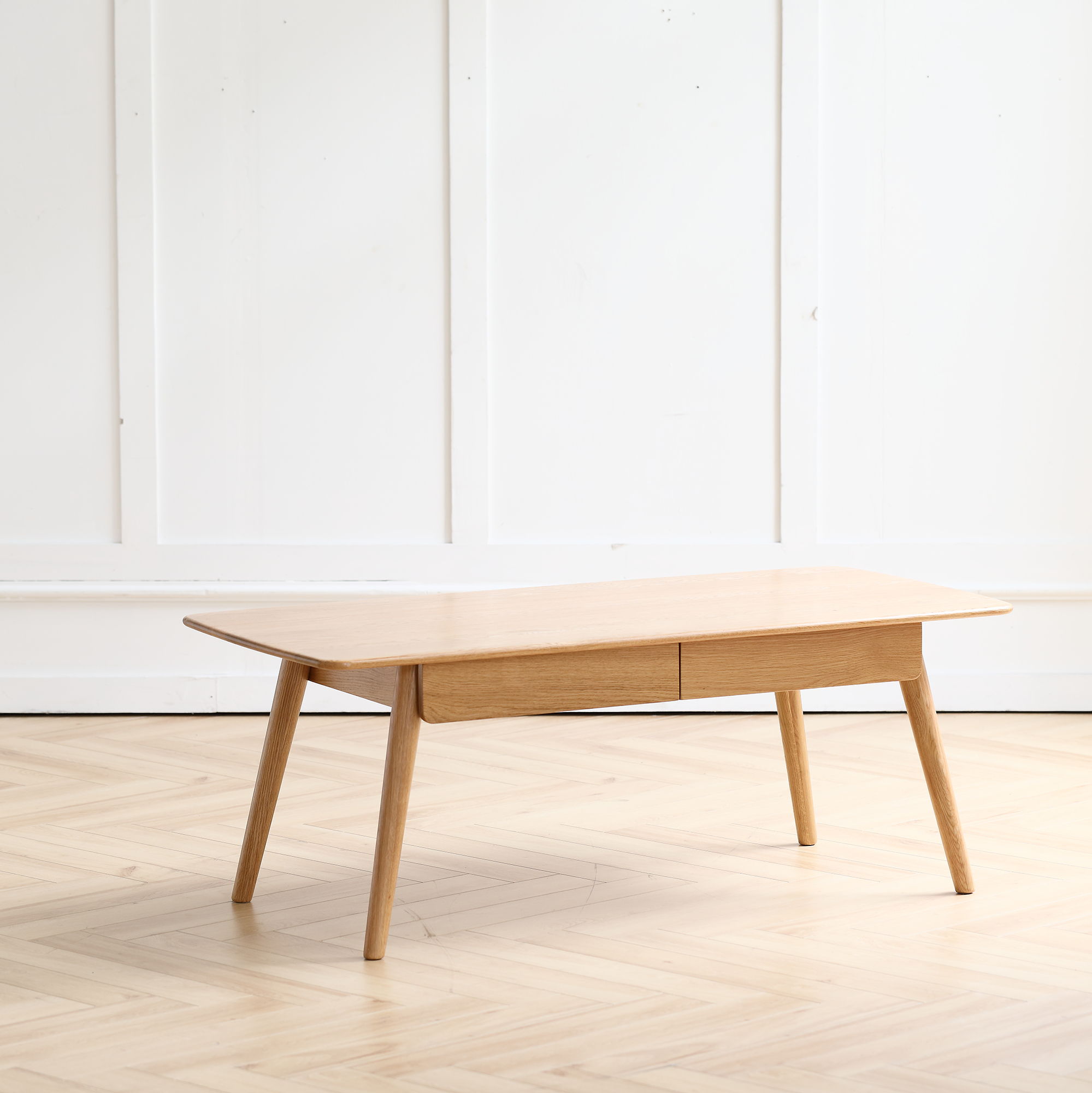 Low Table, Coffee Table With Storage Shelf - Natural