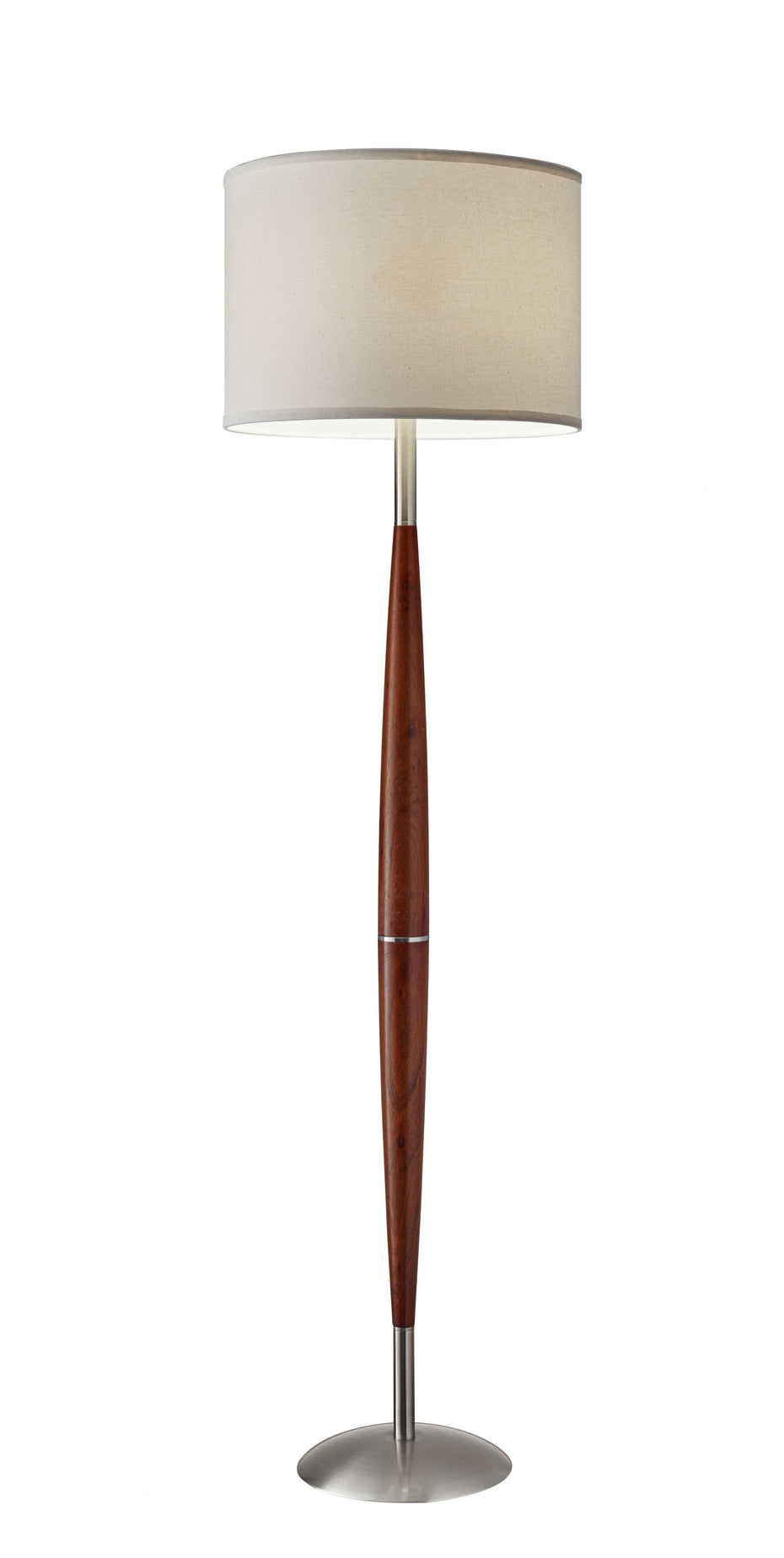 Solid Wood Traditional Shaped Floor Lamp With Drum Shade - White