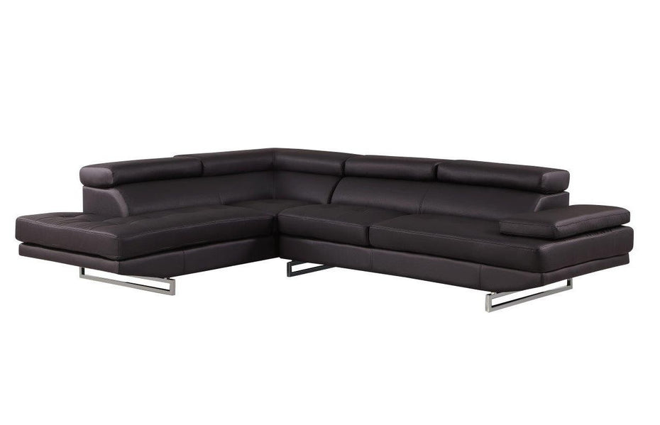 Leather L Shaped Two Piece Corner Sectional - Black