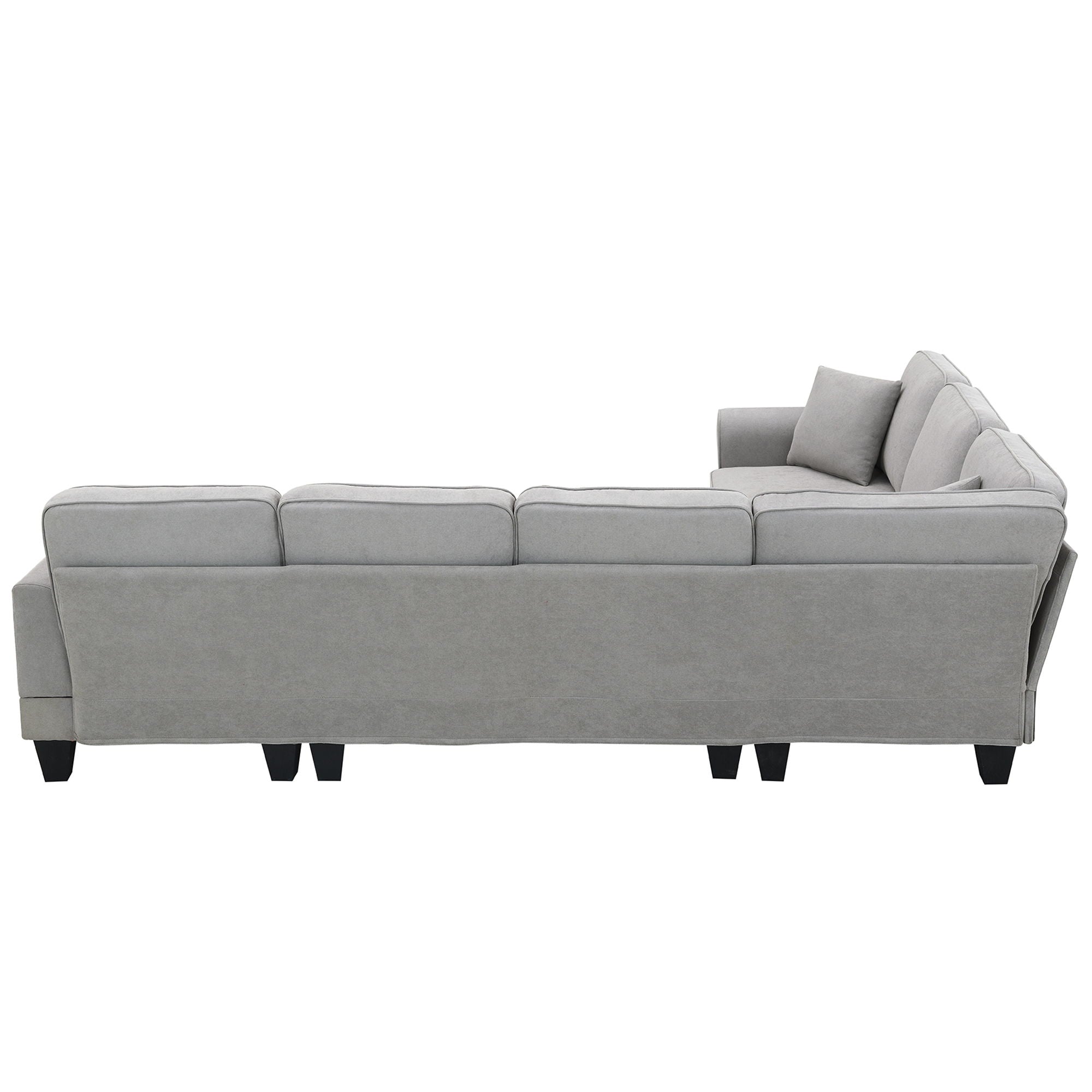 Modern U Shape Sectional Sofa, 7 Seat Fabric Sectional Sofa Set With 3 Pillows Included For Living Room, Apartment, Office