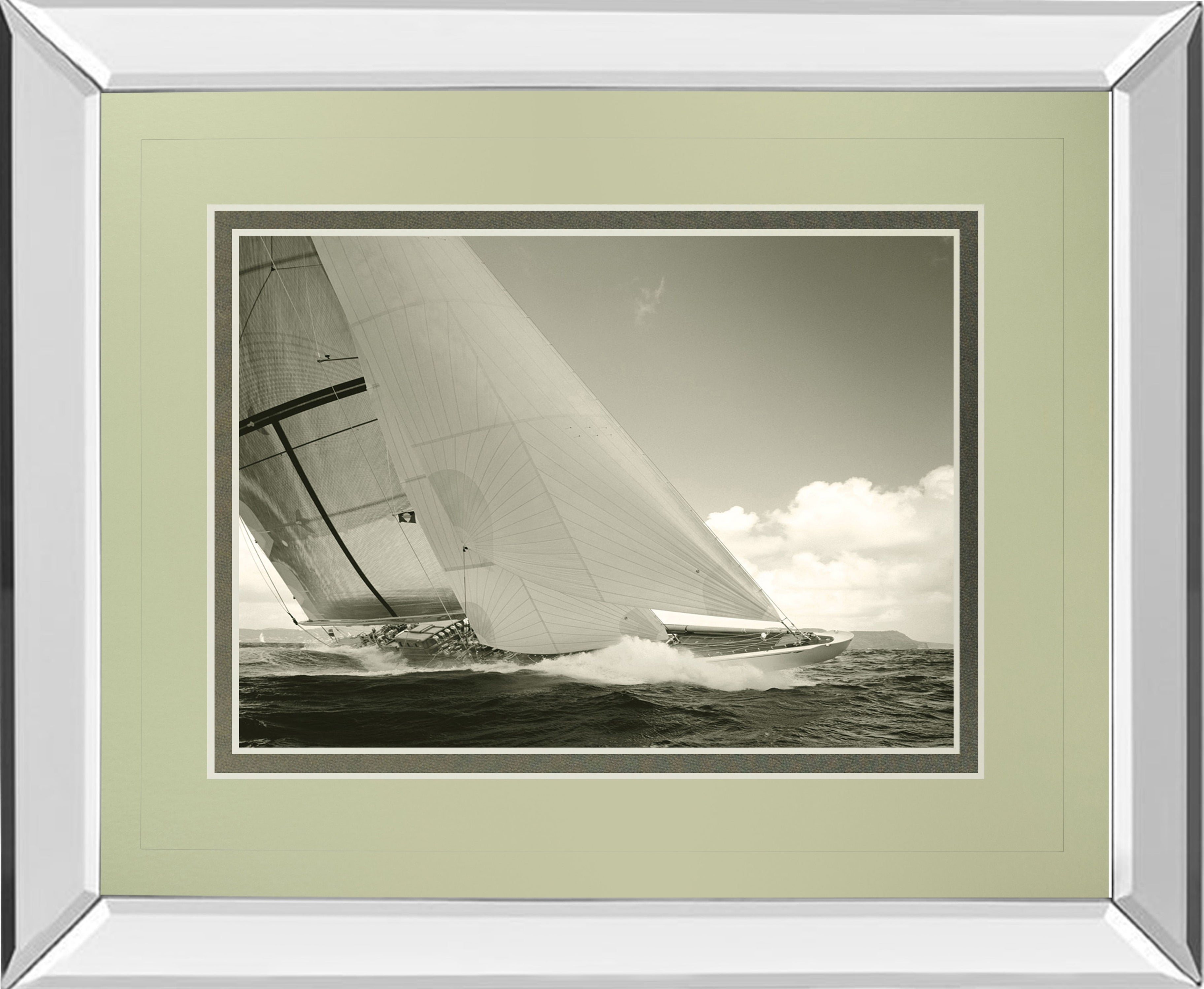 Sea Spray I By Michael Kahn - Mirror Framed Print Wall Art - Dark Gray