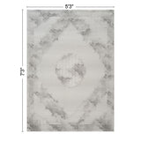 Geometrix - 5'3" X 7'3" Medallion Area Rug With Geometric 3D Effect - Ivory / Gray
