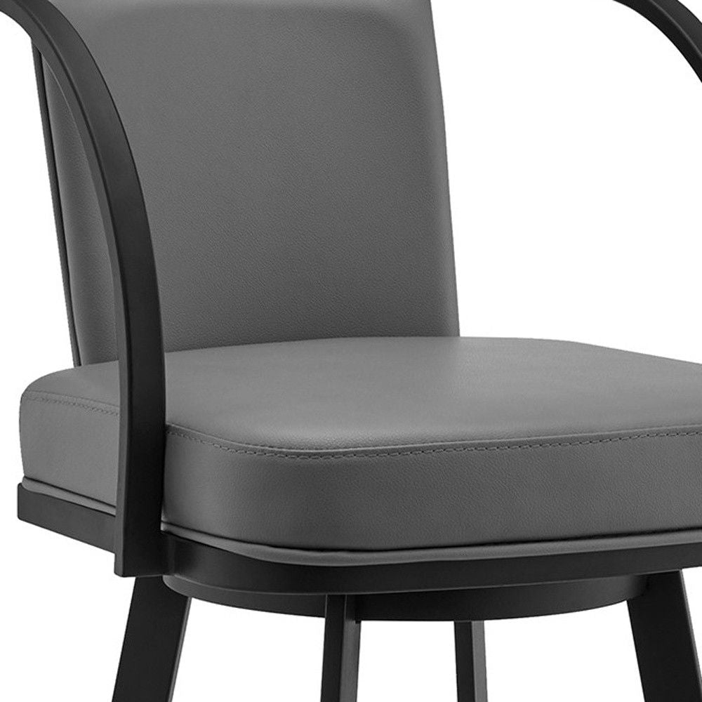 40" Faux Leather Swivel Bar Height Bar Chair - Gray / Black