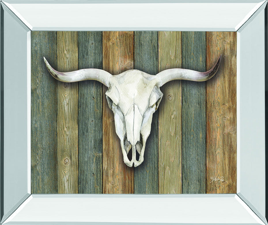 Cow Skull Il By Marla Rae - Mirror Framed Print Wall Art - Dark Brown