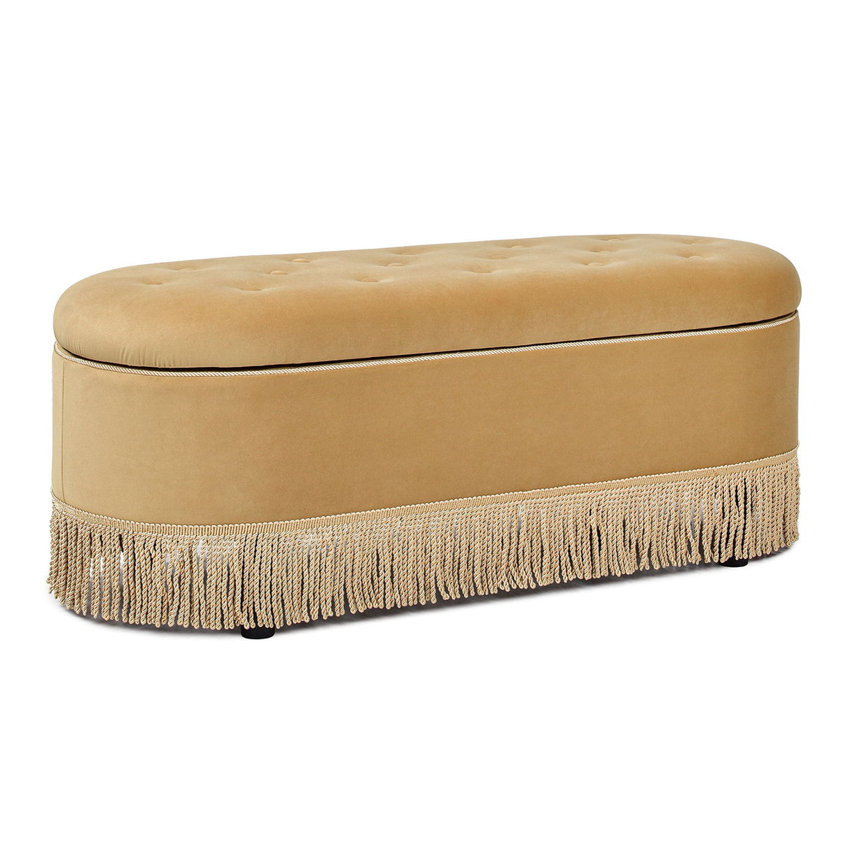 Melinda - Oval Tufted Bullion Fringe Storage Bench by Jennifer Taylor Home | Bel Furniture