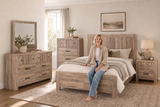 Ridgeview Rustic Oak 6 Piece Modern Farmhouse Panel Bedroom Set