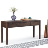 Hollander - Wide Console Table - Warm Walnut Brown by Simpli-Home | Bel Furniture