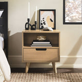 Modern 1 Drawer Nightstand With Open Cubby by Walker Edison | Bel Furniture