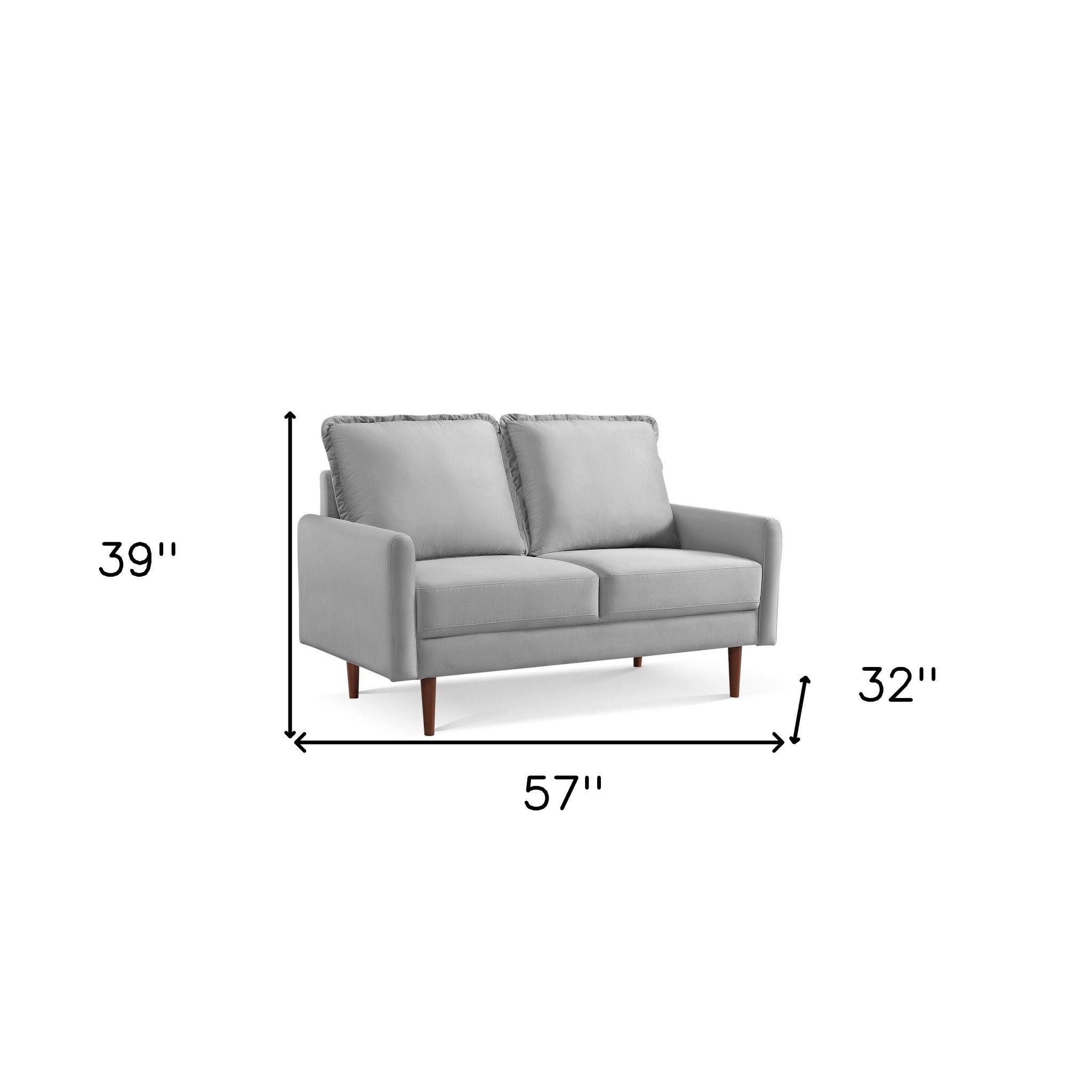 Loveseat Velvet - Gray / Dark Brown