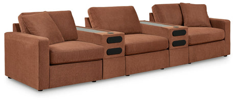 Modmax - Spice - Sectional Light Brown 5 Pc. Sectional With 2 Audio System Consoles by Signature Design by Ashley® | Bel Furniture