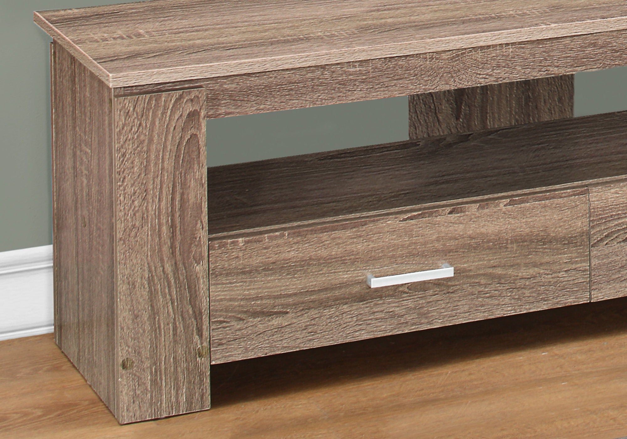 Open Shelving TV Stand - Deep Taupe