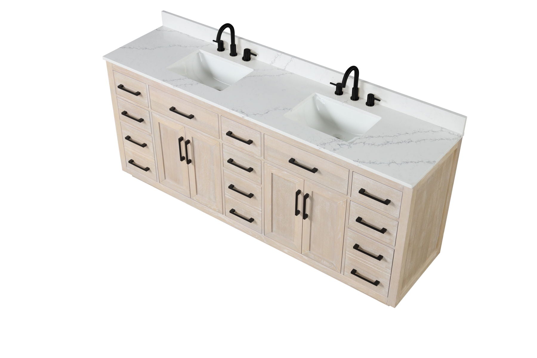 Bathroom Vanity With Double Sink, Freestanding Modern Bathroom Vanity With Soft - Close Cabinet And 3 Drawers, Solid Wood Bathroom Storage Cabinet With Quartz Countertop