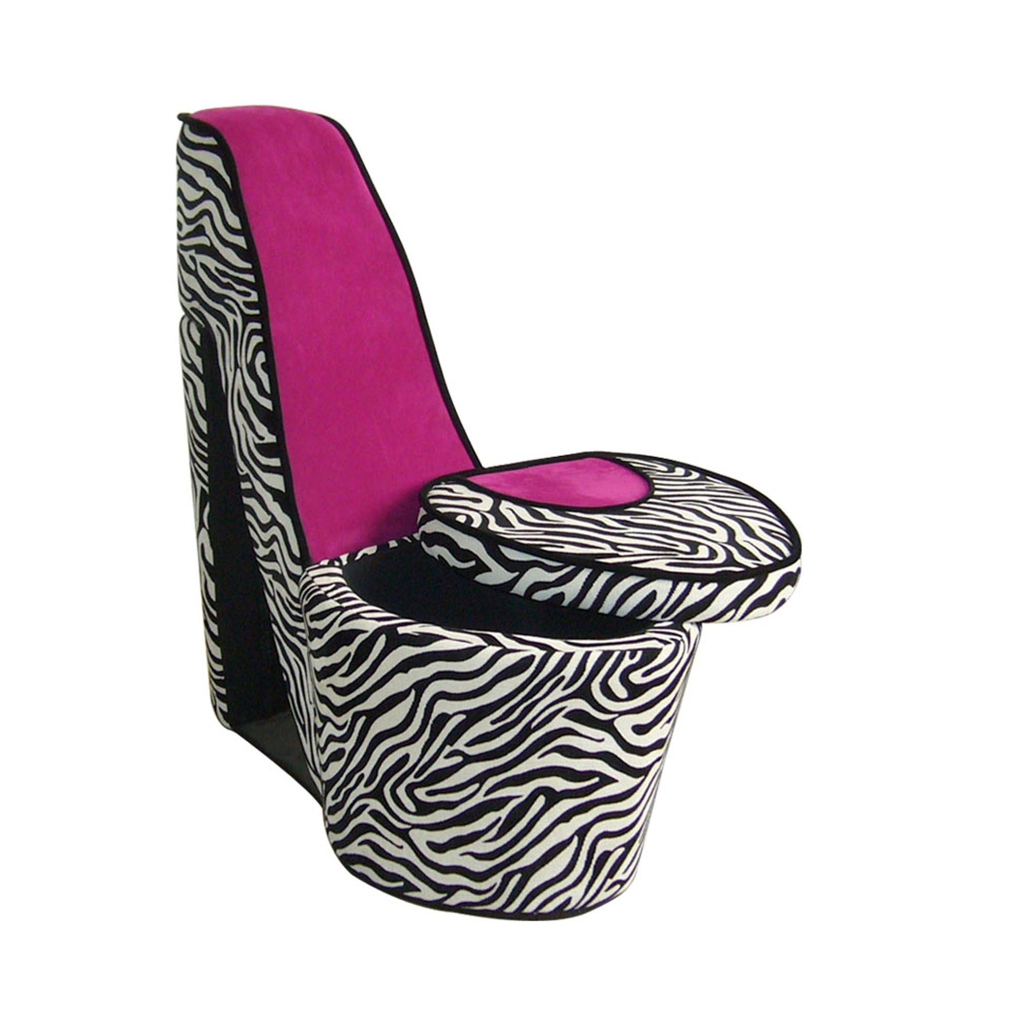 Faux Suede Animal Print Side Chair - Black / White