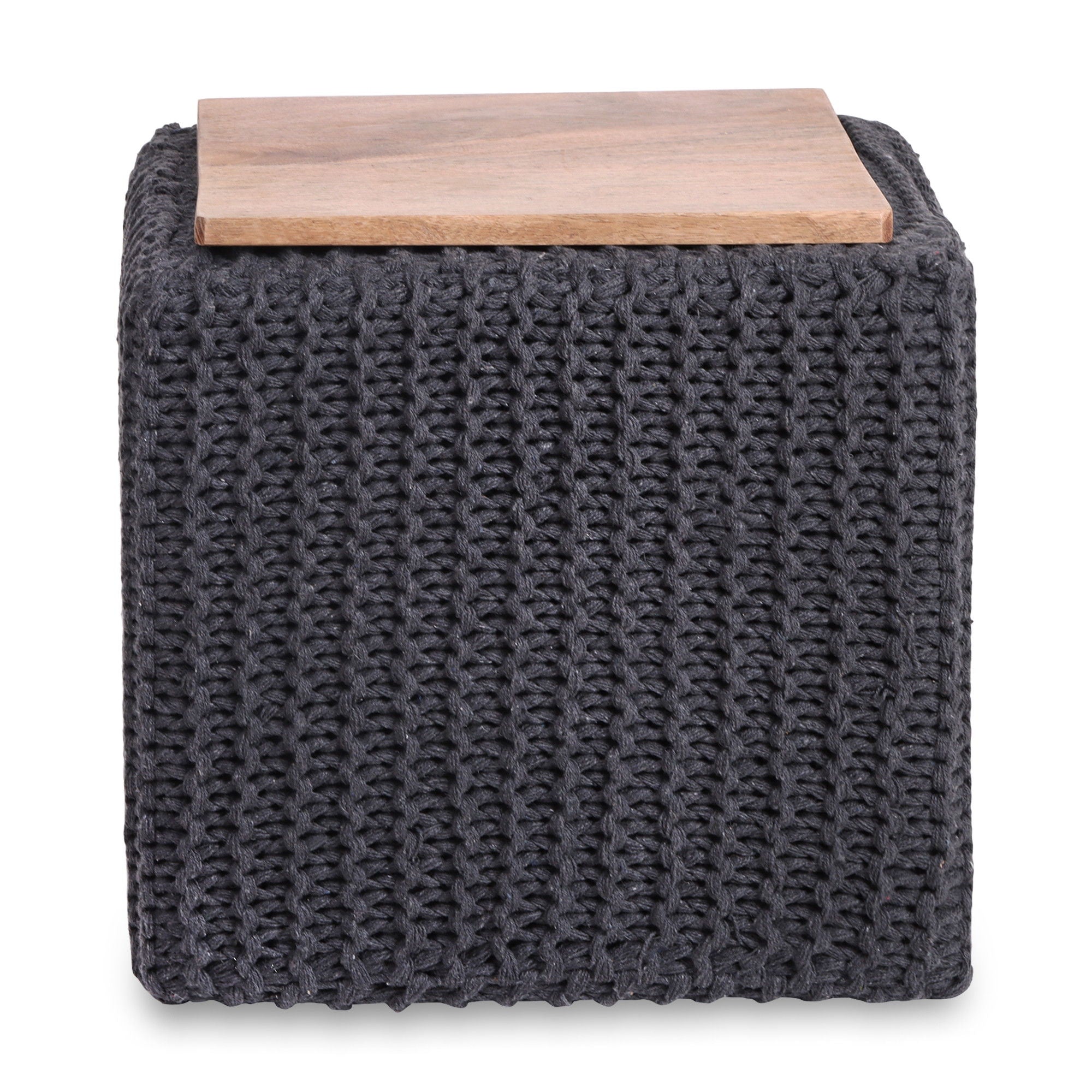 Cotton Blend, Pouf Ottoman - Gray