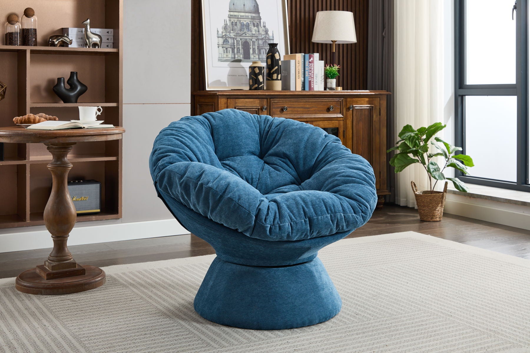 Oversized Swivel Accent Chair, 360 Swivel Barrel Chair, Papasan Chair For Living Room Bedroom