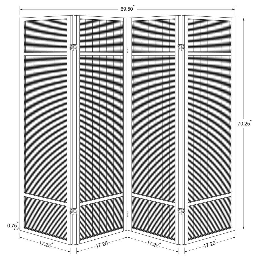 Pearce - 4-Panel Bamboo Room Divider Folding Screen - Natural by Coaster Fine Furniture | Bel Furniture