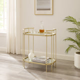 Modern Glam Mirror Top Accent Table - Pale Gold by Walker Edison | Bel Furniture