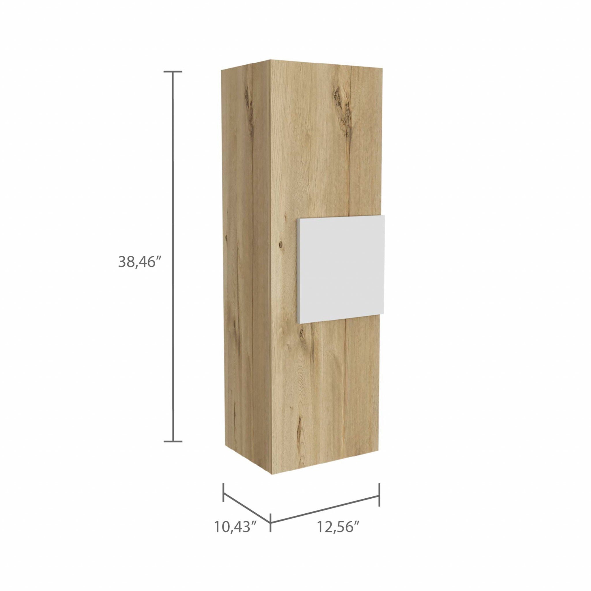 Multi Purpose Vertical Hanging Cabinet - Light Oak /	White