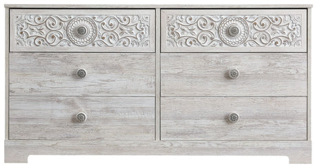 Paxberry - Whitewash - Six Drawer Dresser - Vinyl-Wrapped by Signature Design by Ashley® | Bel Furniture