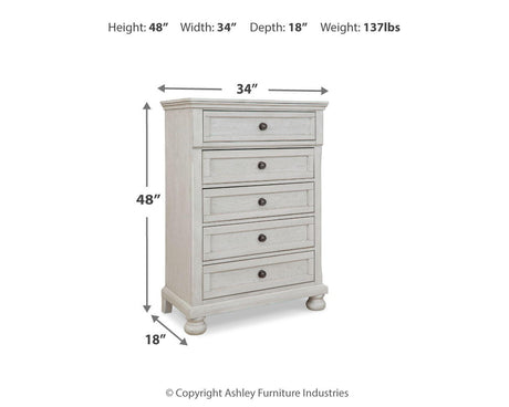 Robbinsdale - Five Drawer Chest - Youth - Antique White - view 7