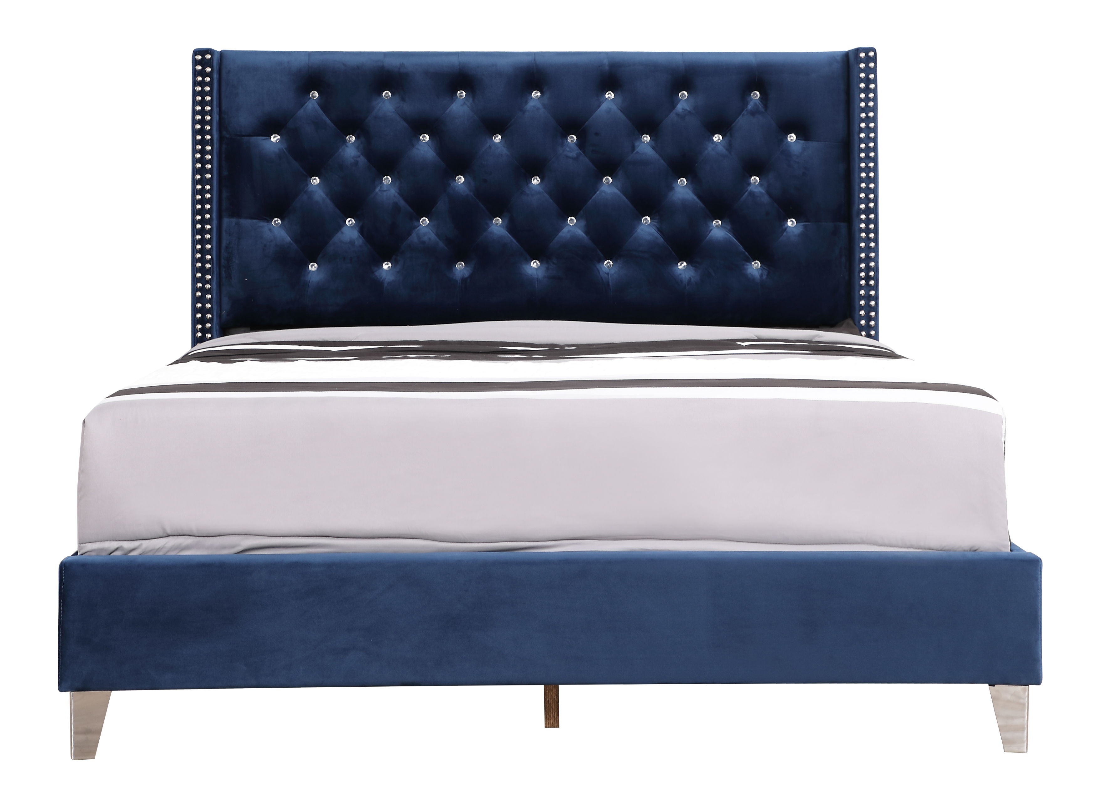 Julie - Upholstered Bed With Faux Diamonds