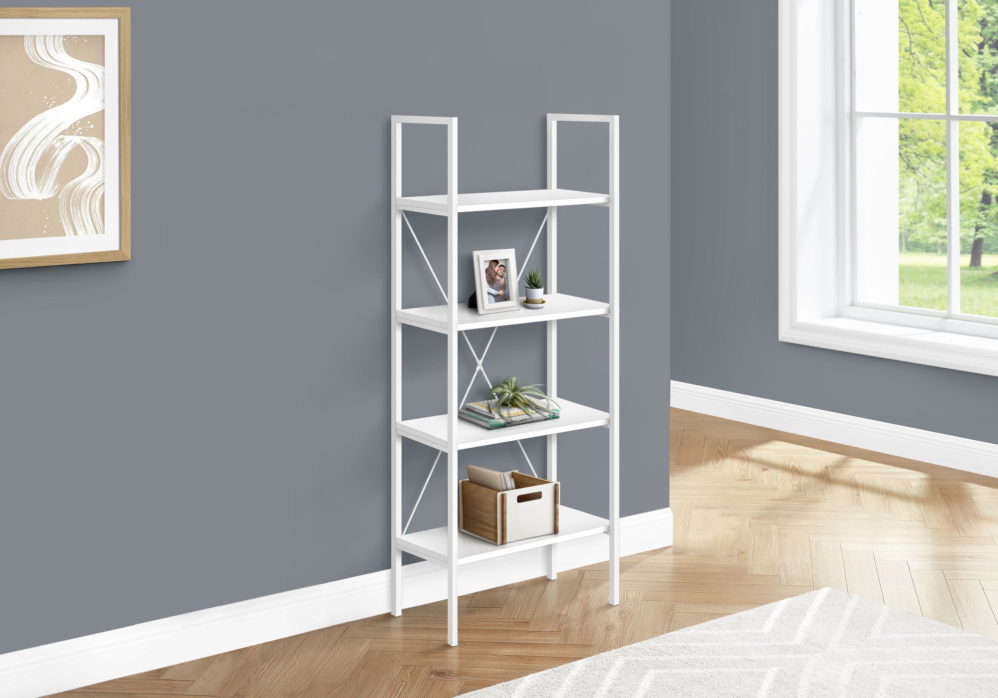 Bookshelf, Bookcase, 4 Tier, Office, Bedroom, Contemporary, Modern