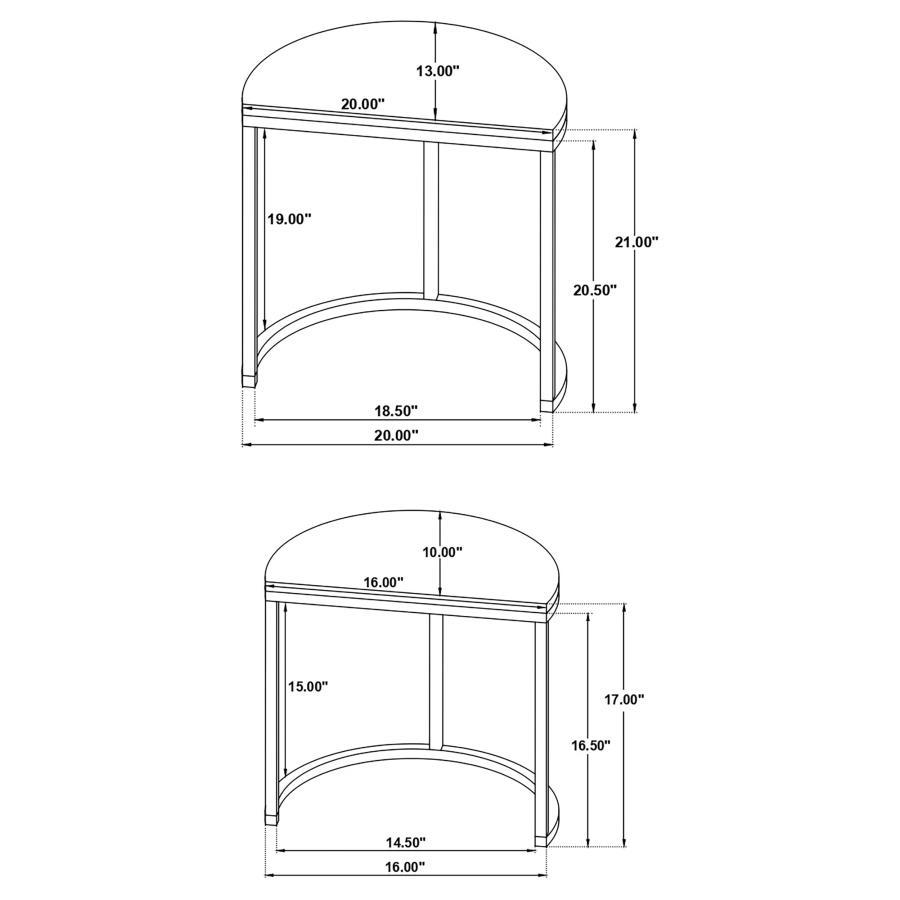 Zakiya - 2 Piece Demilune Nesting Table Set - Black And White