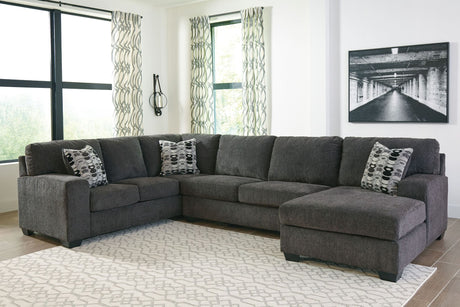 Ballinasloe - Sectional Dark Gray 3-Piece Sectional with Right-Arm Facing Chaise by Signature Design by Ashley® | Bel Furniture