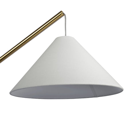 Lisbon - Floor Lamp With On / Off Switch Coned Base Hanging Shade - Antique Brass / White by Ashcroft Furniture | Bel Furniture