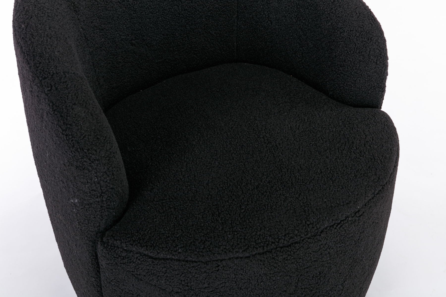 Teddy Fabric Swivel Accent Armchair Barrel Chair With Powder Coating Metal Ring