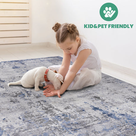 Marfi - 8' X 10' Abstract Area Rug - Silver / Blue - view 7