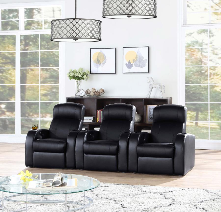 Cyrus - Upholstered Track Arm Recliner - Black