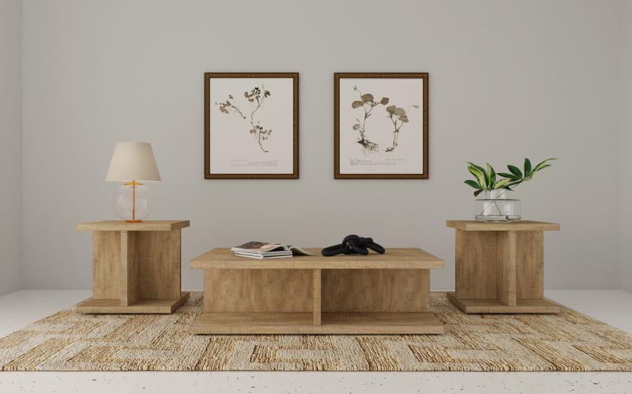Cortona - Coffee Table Set Light Brown 3 Pc. Coffee Table, 2 End Tables by Coaster Fine Furniture | Bel Furniture