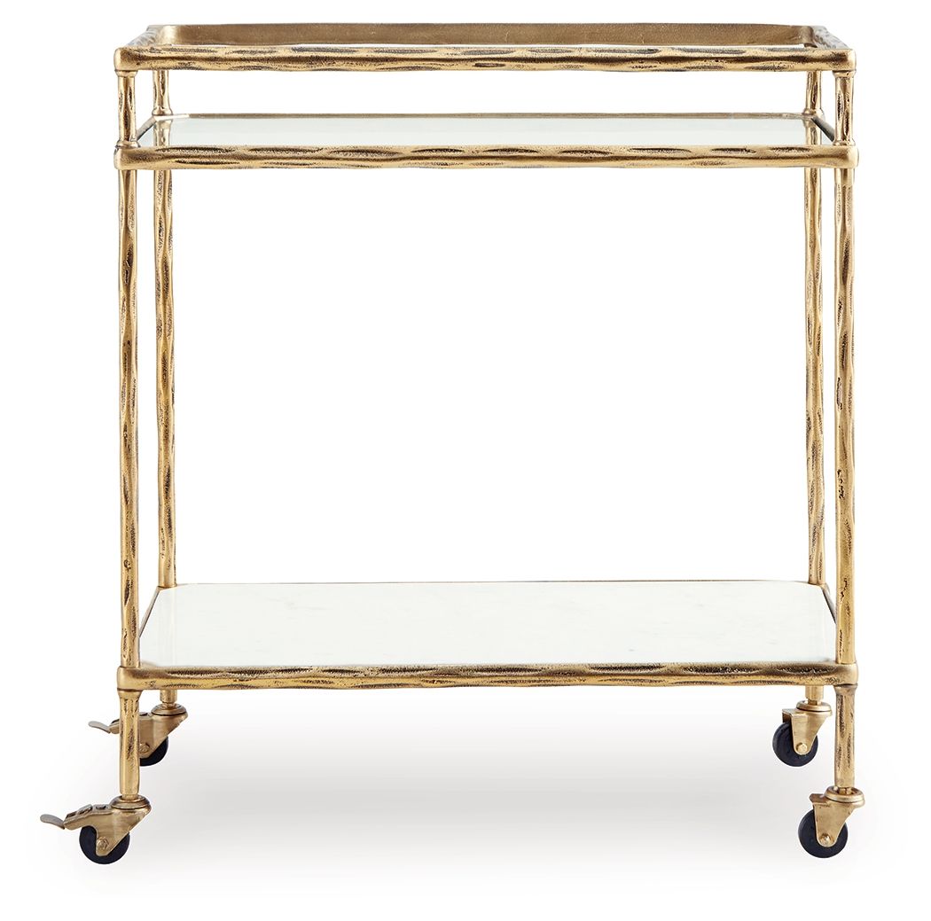 Plattfield - Antique Gold Finish - Bar Cart by Signature Design by Ashley® | Bel Furniture