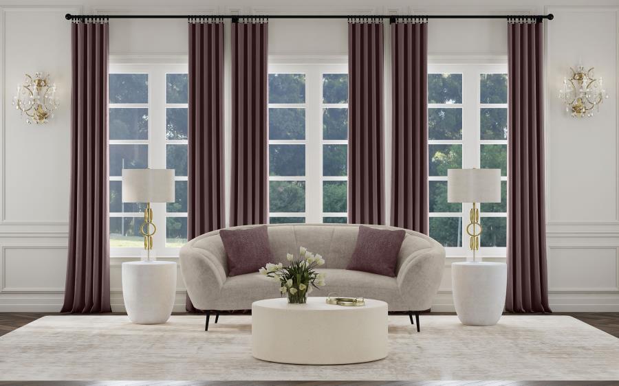 Ellorie - Upholstered Channel Back Curved Loveseat - Beige by Coaster Fine Furniture | Bel Furniture