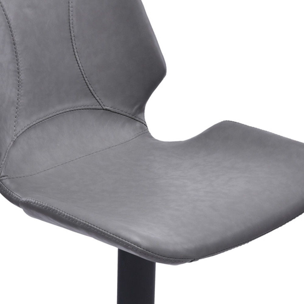 43" Faux Leather Swivel Low Back Adjustable Height Bar Chair - Gray / Black