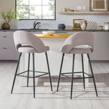Modern 2 Piece Minimalist Upholstered Bar Stool Set - Mushroom by Walker Edison | Bel Furniture