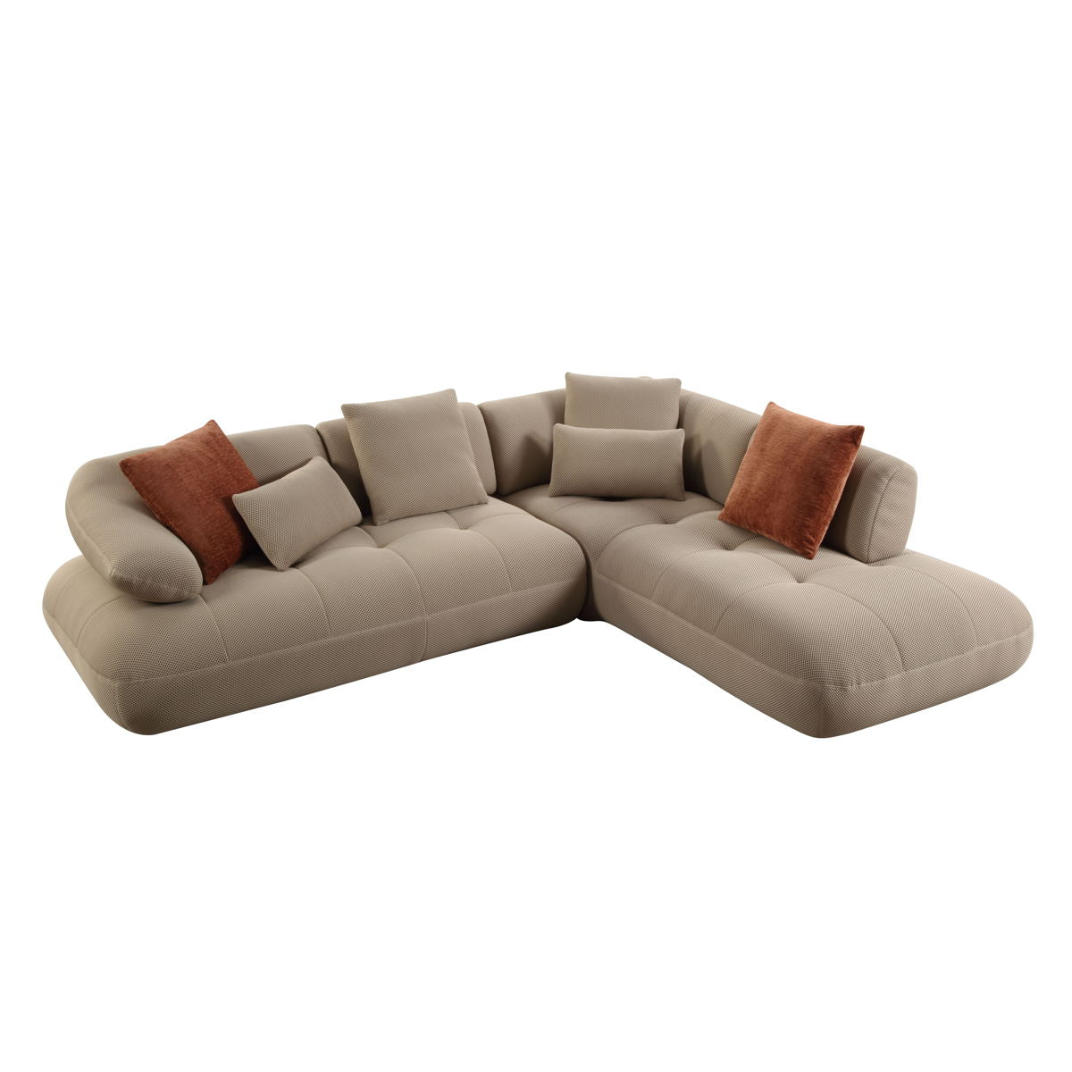 Carrick - Sandwich Mesh Sectional Sofa With An Ottoman - Beige