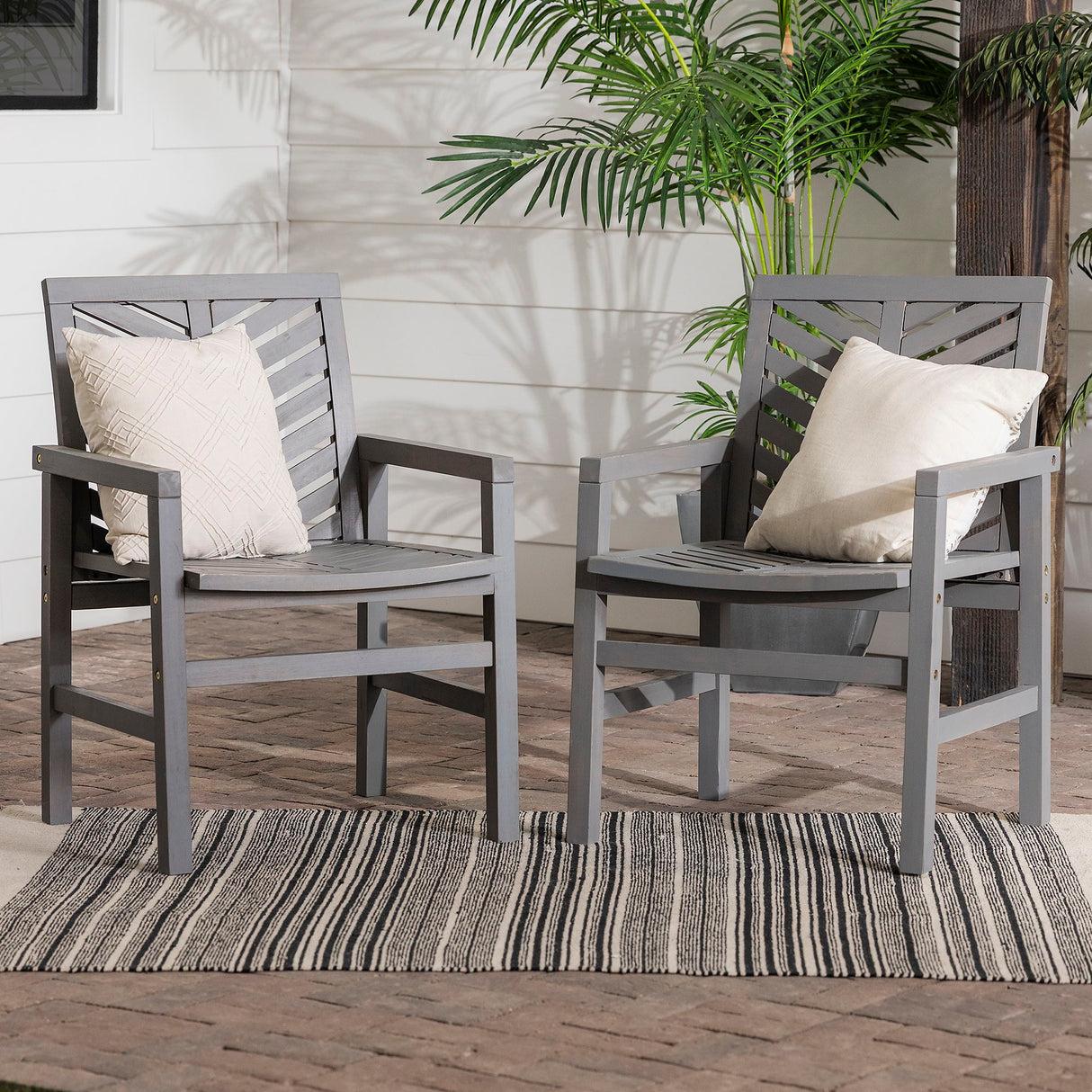Modern 2 Piece Chevron Patio Chairs by Walker Edison | Bel Furniture