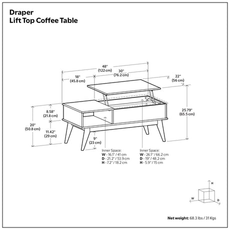 Draper - Lift Top Coffee Table - Teak - view 4