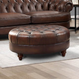 Newport - Leather Ottoman - Caramel by Hydeline Furniture | Bel Furniture