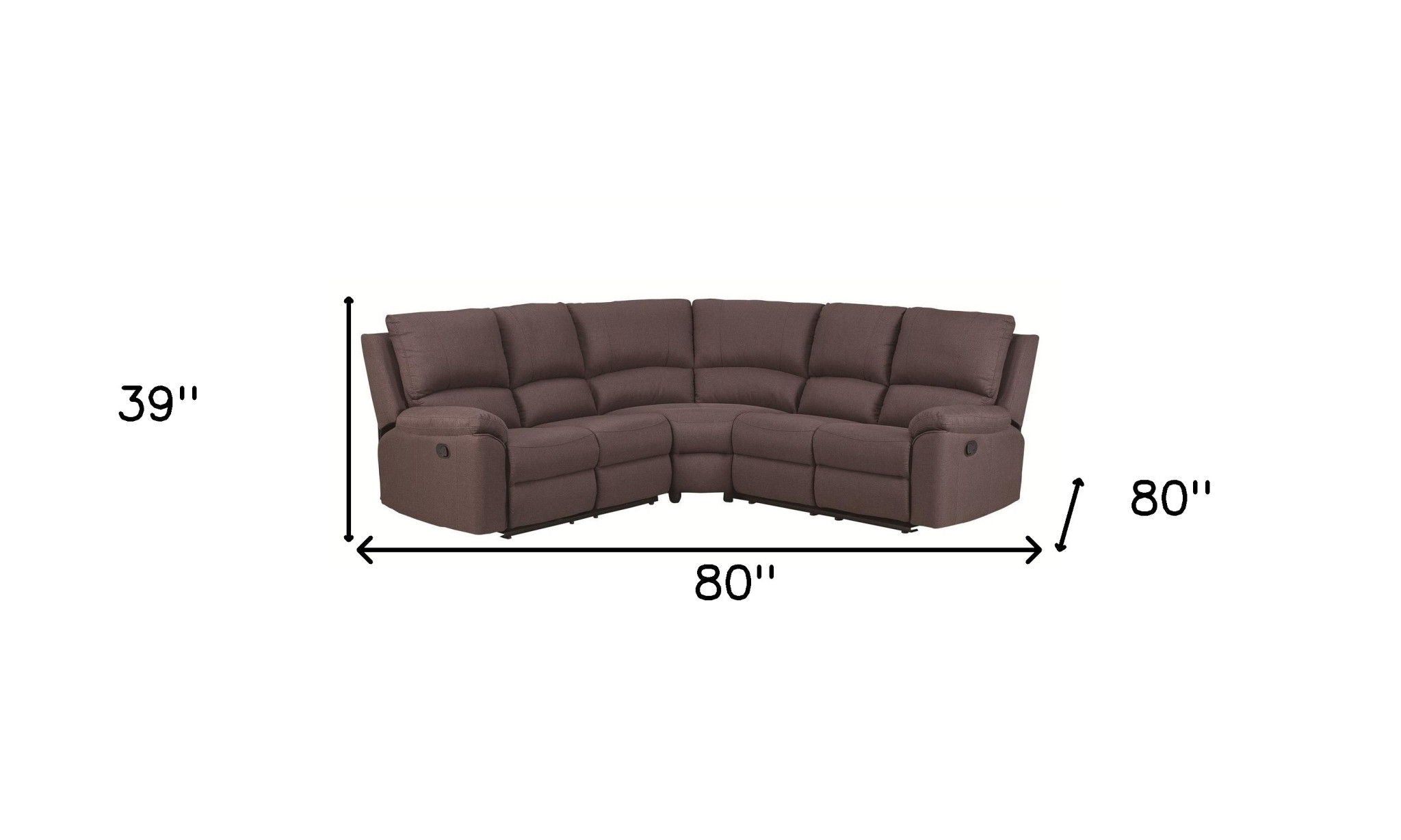 Polyester Blend Reclining U Shaped Three Piece Corner Sectional - Brown