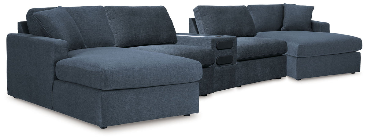 Modmax - Ink - Sectional Blue 5 Pc. Double Chaise Sectional With Audio Console by Signature Design by Ashley® | Bel Furniture