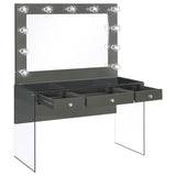 Afshan - 3-Drawer Vanity Set With Lighting - Gray High Gloss by CoasterEssence | Bel Furniture